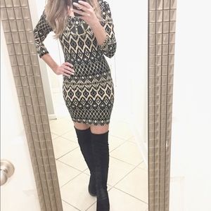 Black and Tan bodycon mini dress